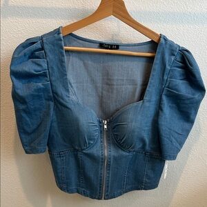 Denim Puff Sleeve Top